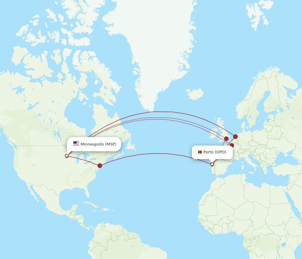 OPO-MSP flight routes