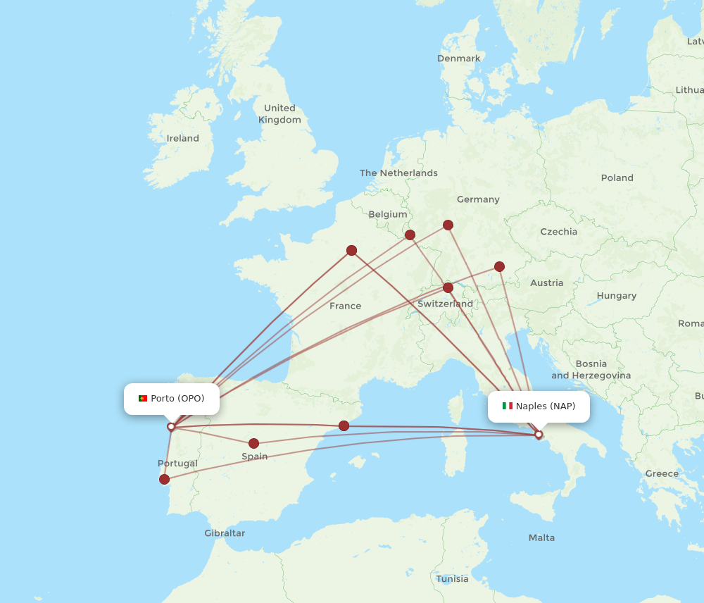 OPO-NAP flight routes