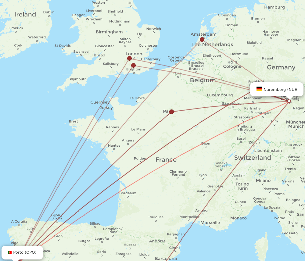 OPO-NUE flight routes