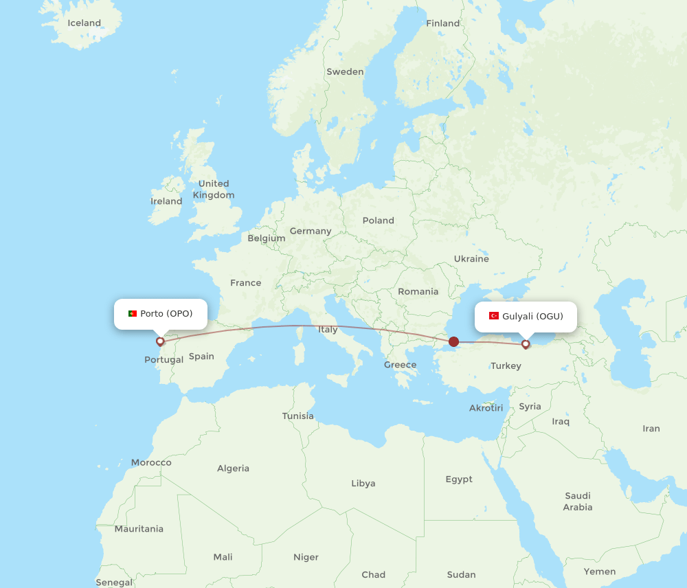 OPO-OGU flight routes