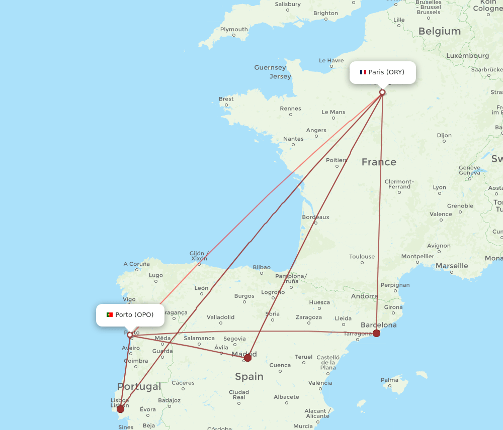 OPO-ORY flight routes