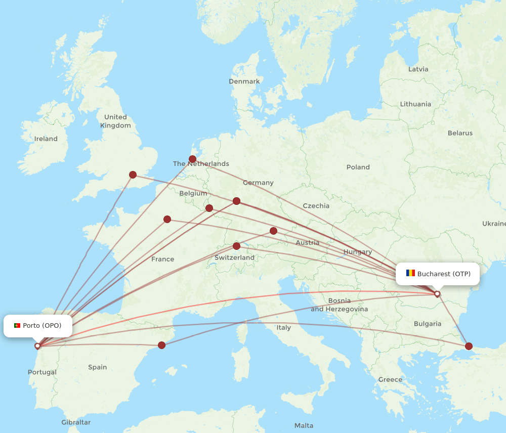 OPO-OTP flight routes
