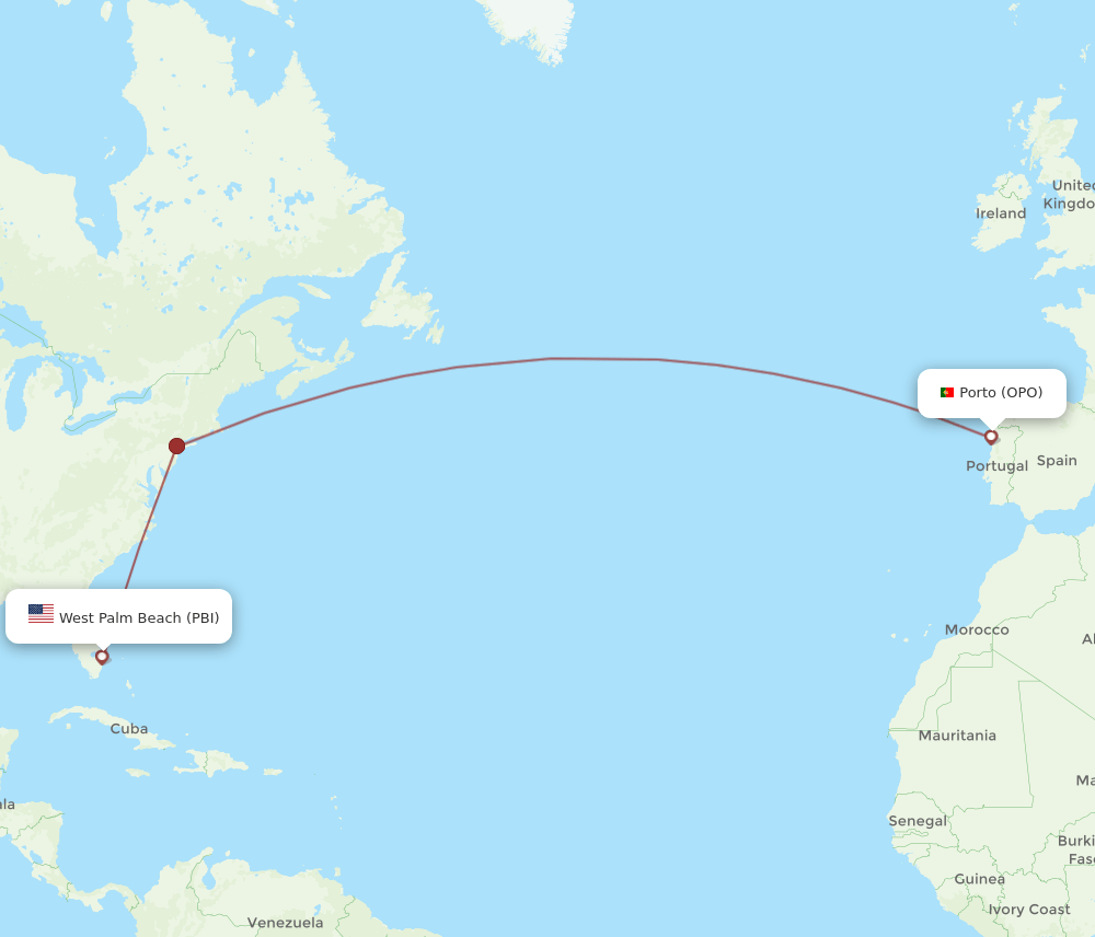 OPO-PBI flight routes