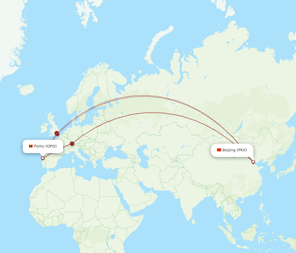 OPO-PKX flight routes