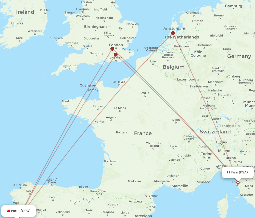 OPO-PSA flight routes