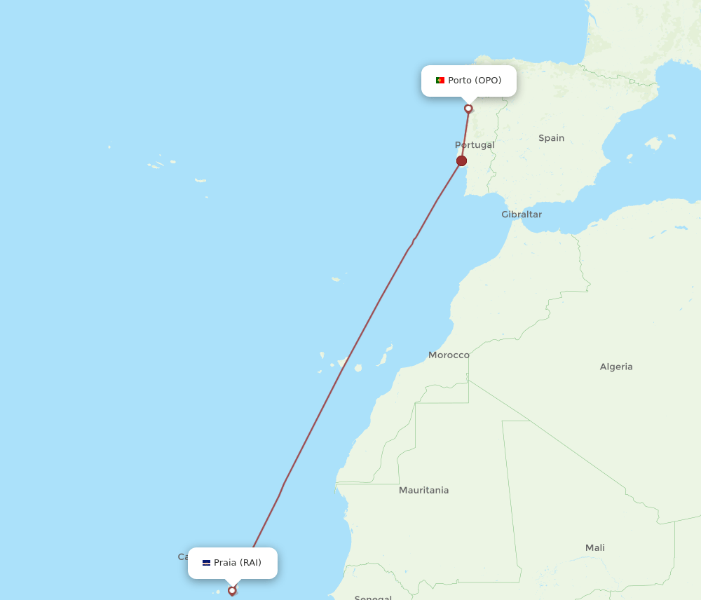 OPO-RAI flight routes