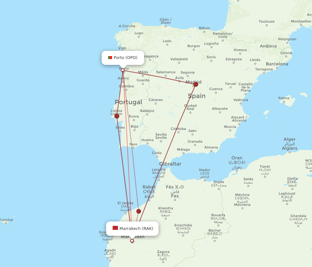 OPO-RAK flight routes