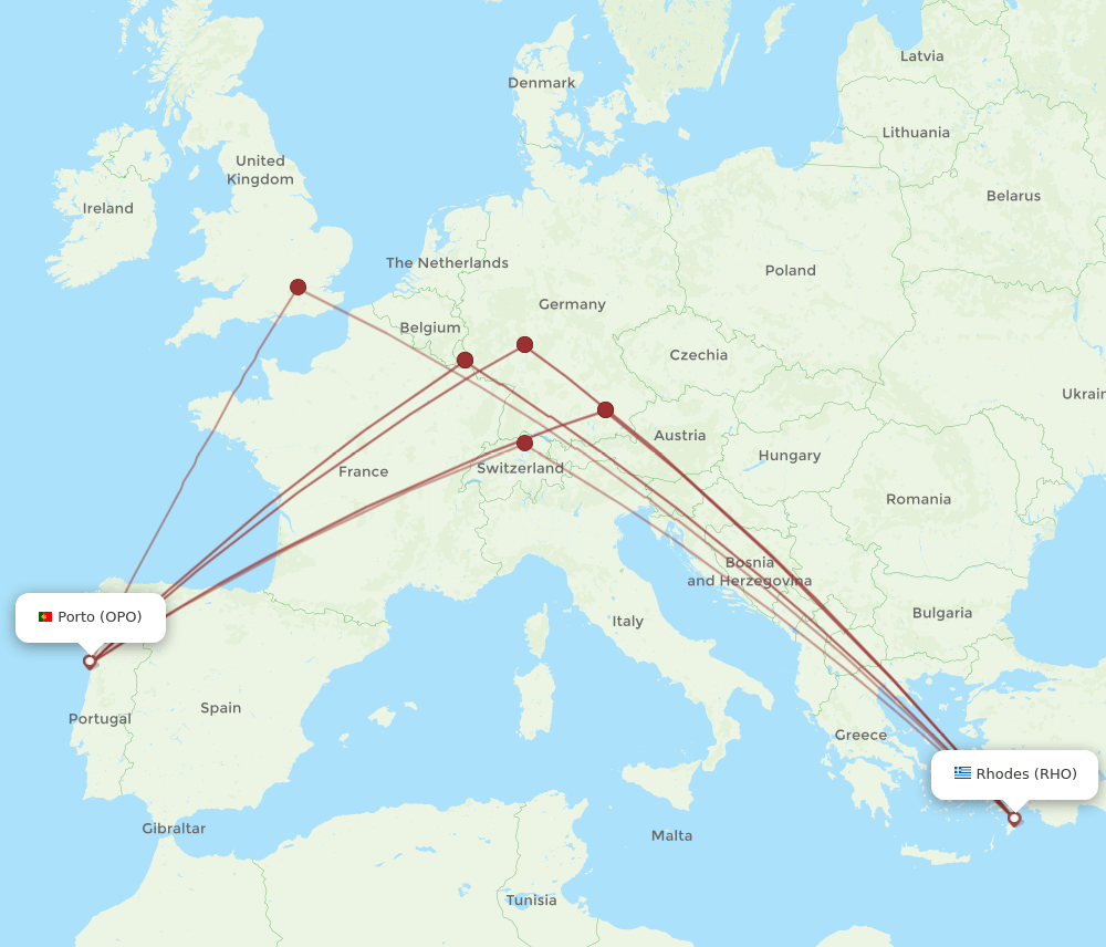 OPO-RHO flight routes