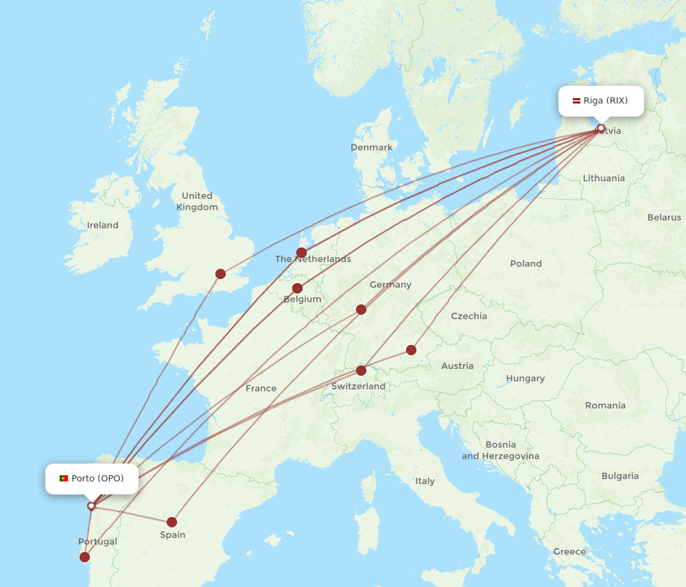 OPO-RIX flight routes