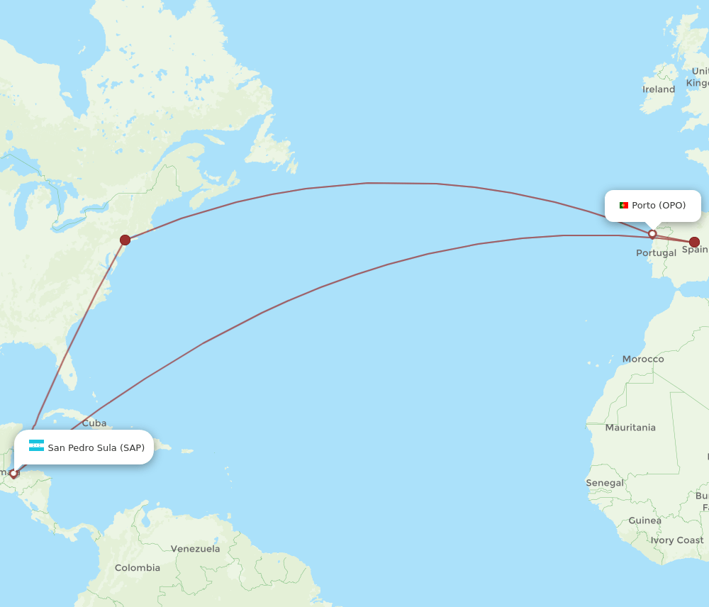 OPO-SAP flight routes