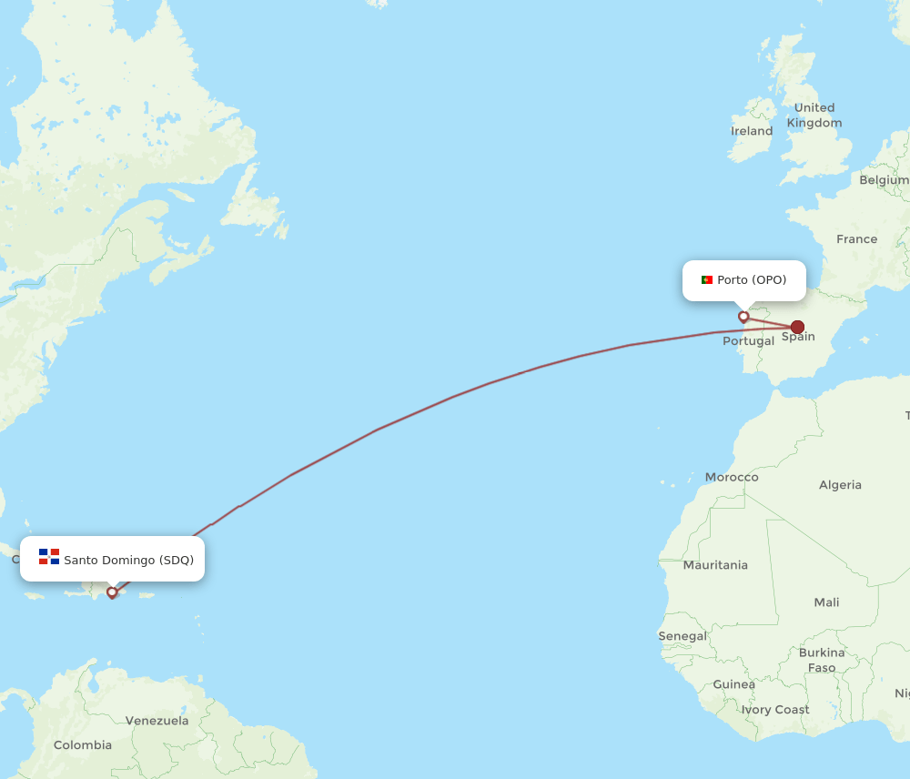 OPO-SDQ flight routes
