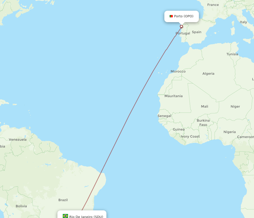 OPO-SDU flight routes