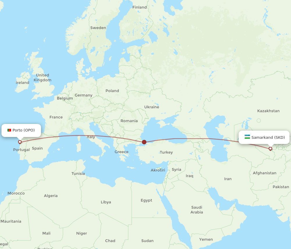 OPO-SKD flight routes