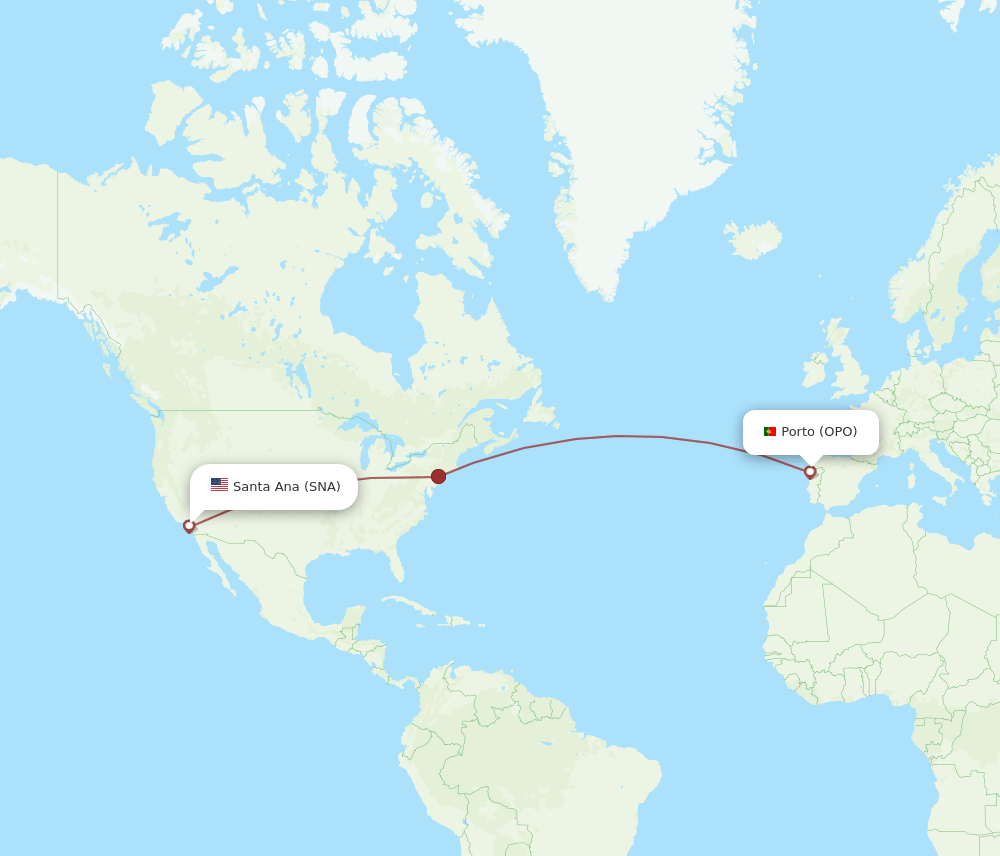 OPO to SNA flights and routes map