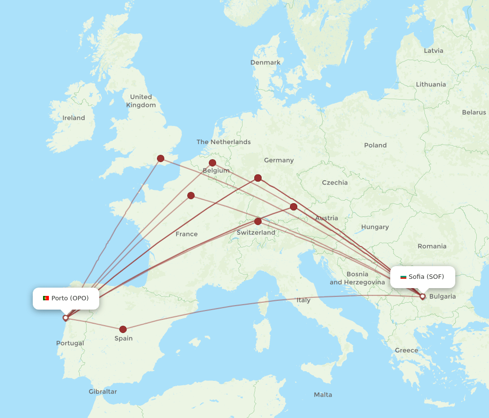 OPO-SOF flight routes