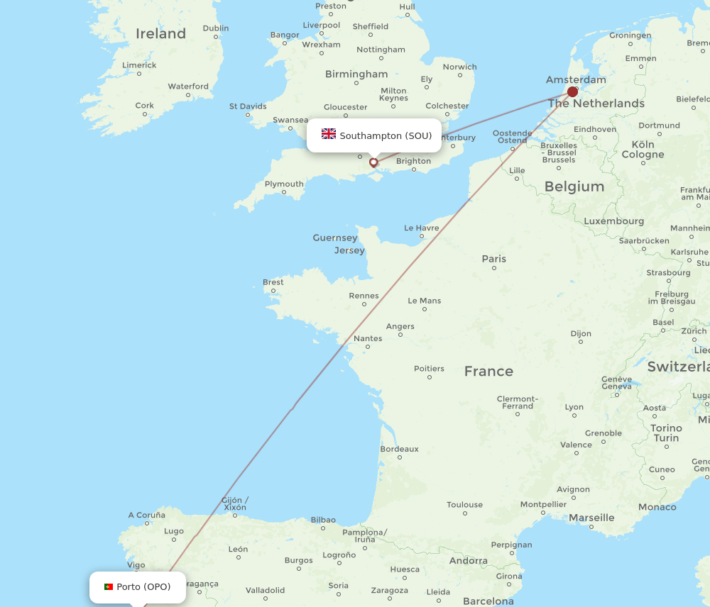 OPO-SOU flight routes