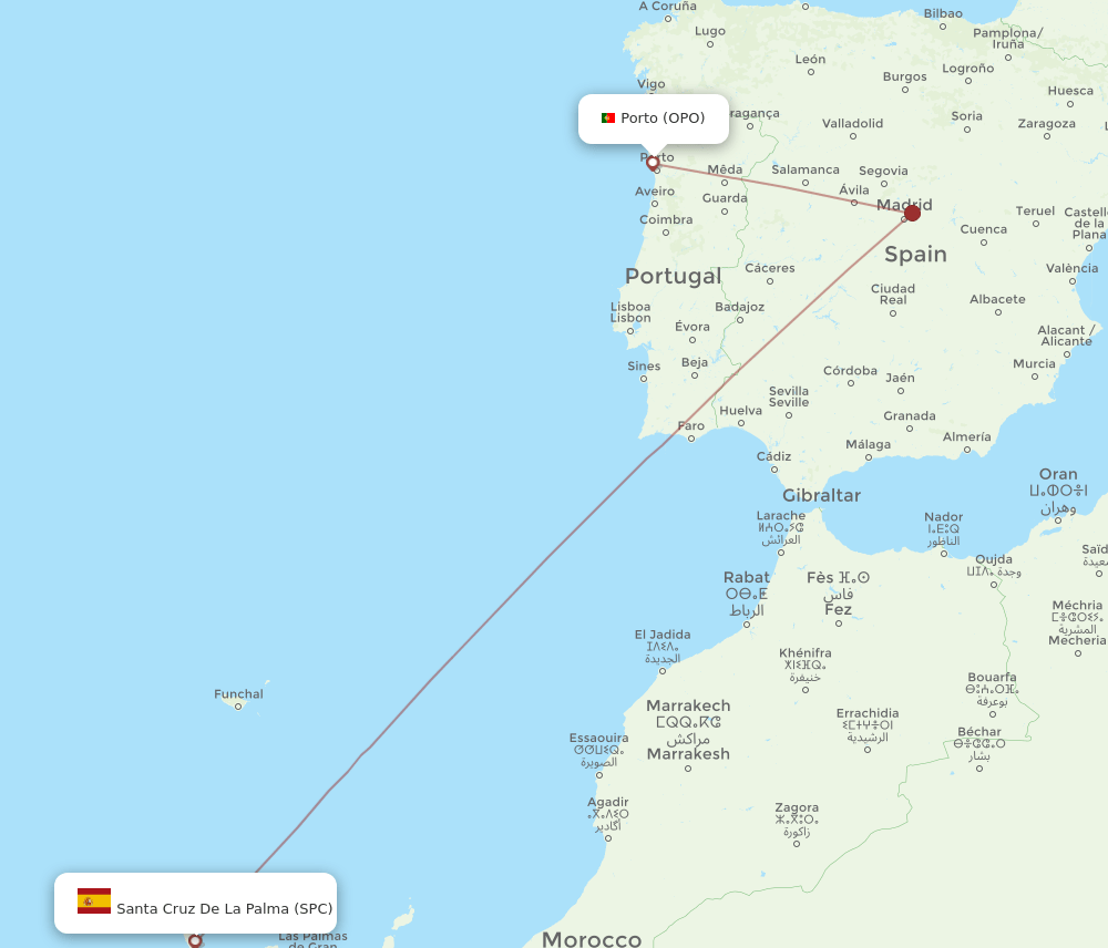 OPO-SPC flight routes