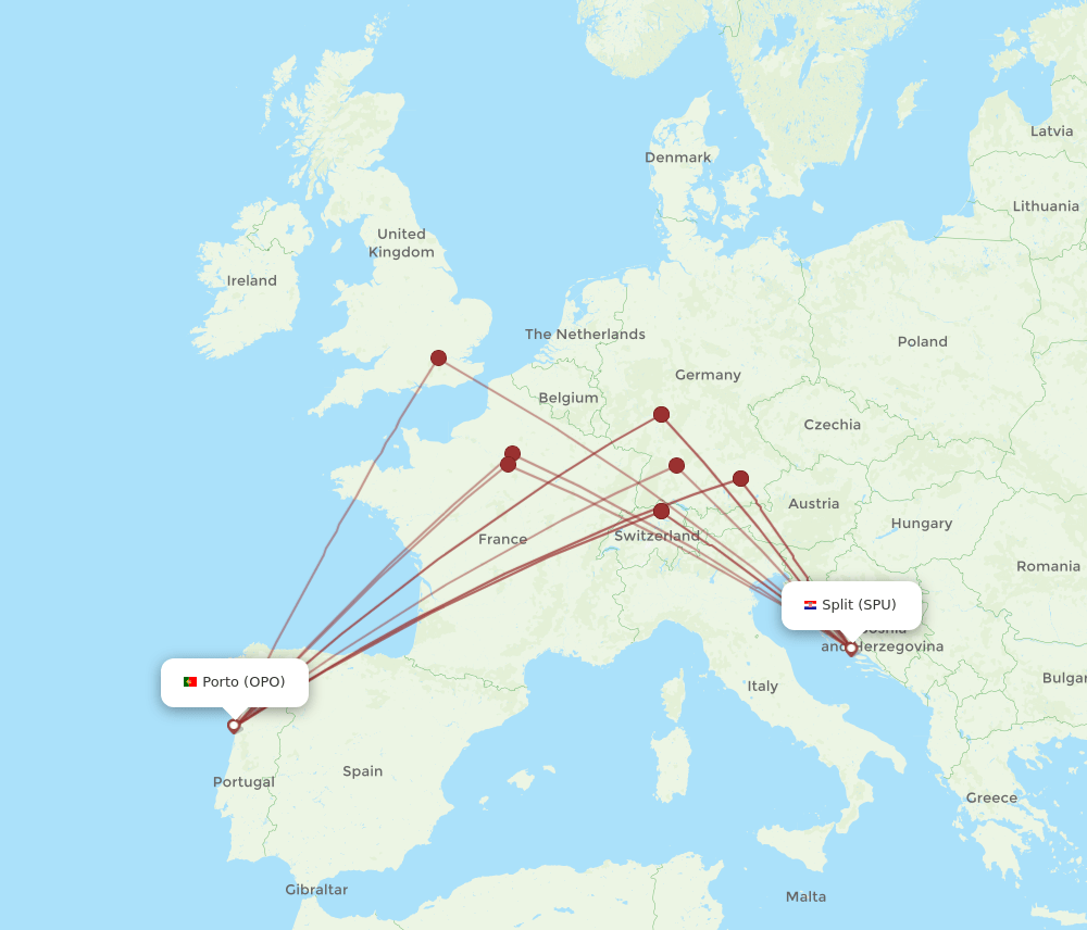 OPO to SPU flights and routes map