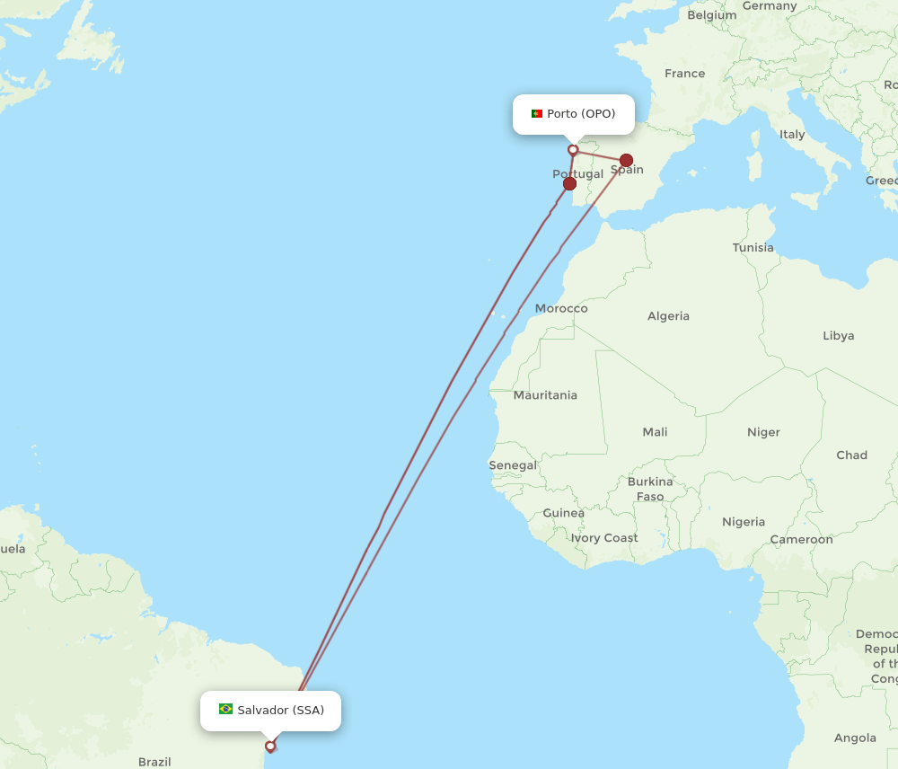 OPO-SSA flight routes