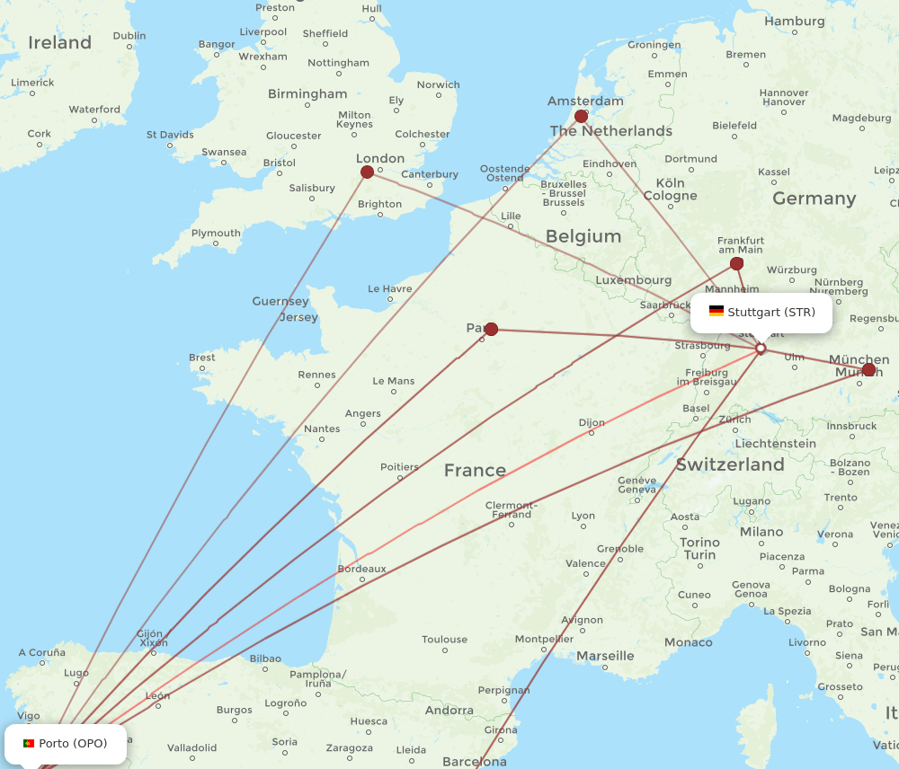 OPO-STR flight routes