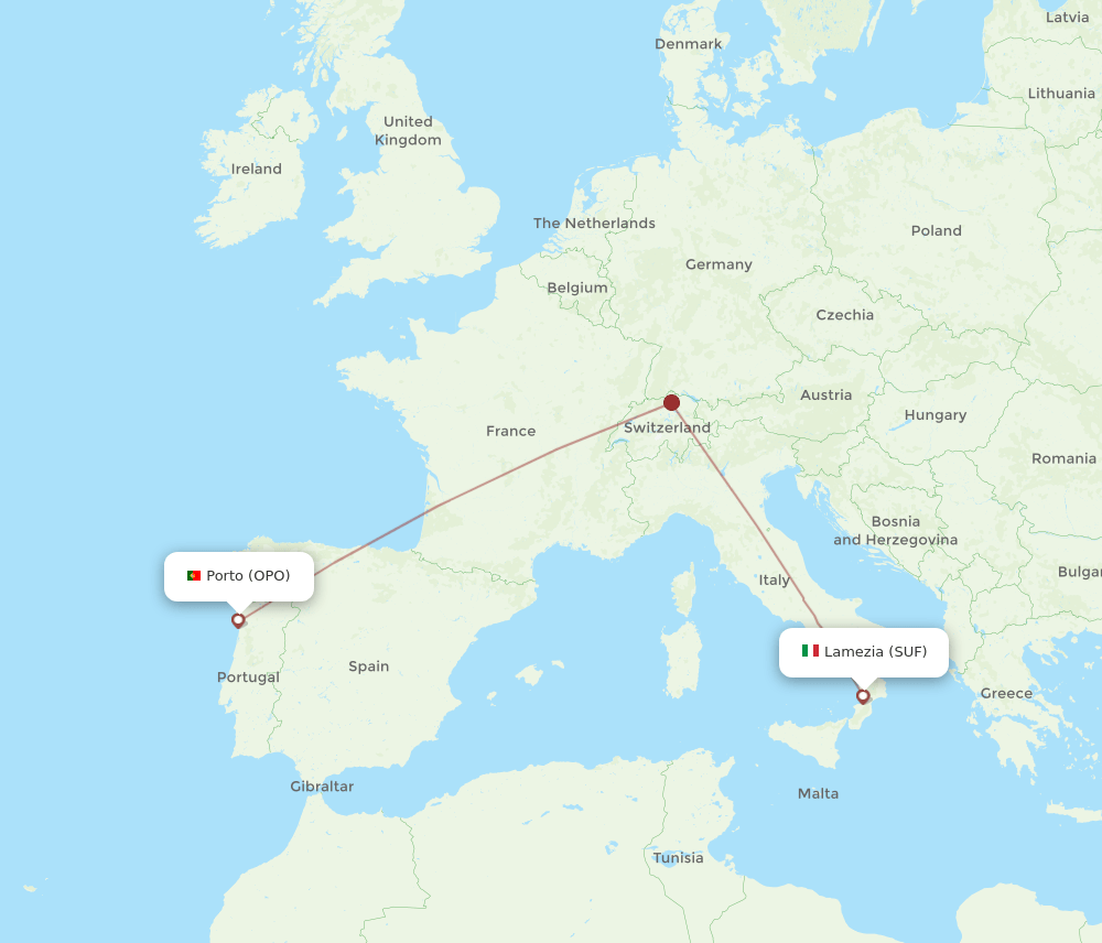 OPO-SUF flight routes