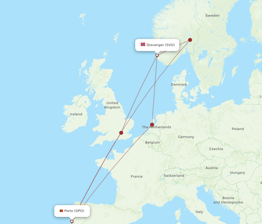 OPO-SVG flight routes