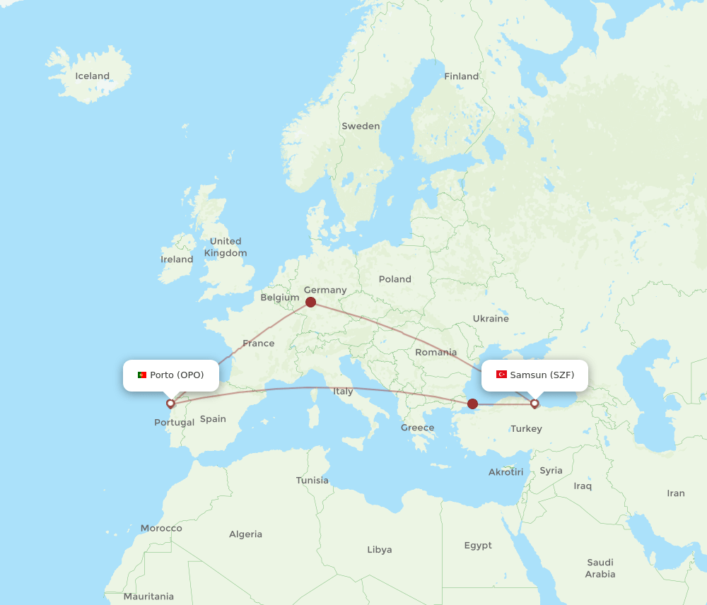 OPO-SZF flight routes