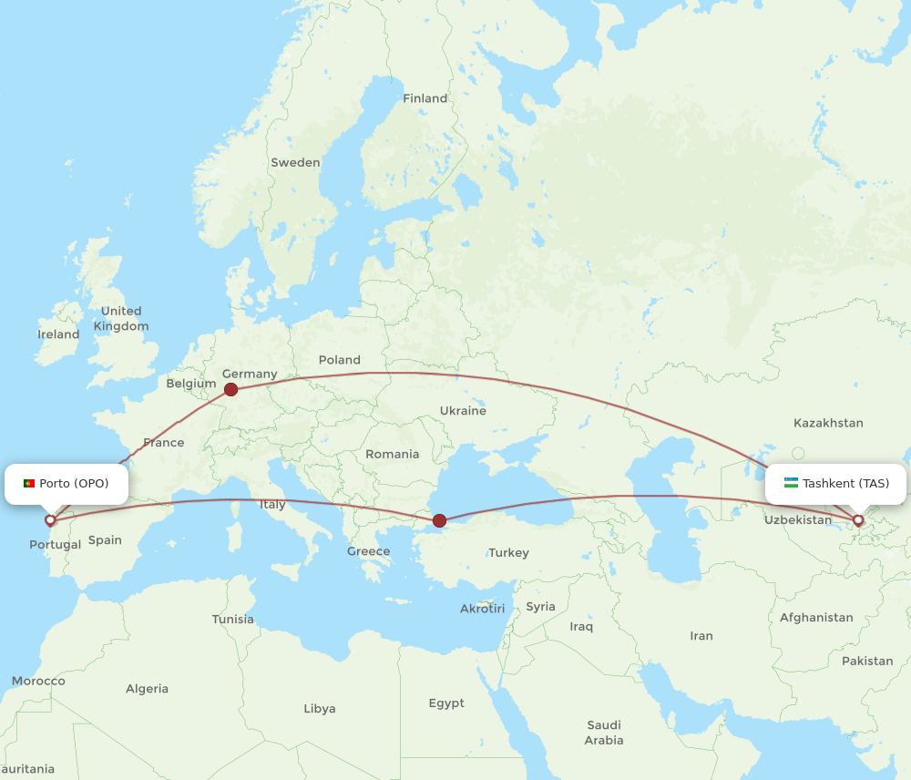 OPO-TAS flight routes