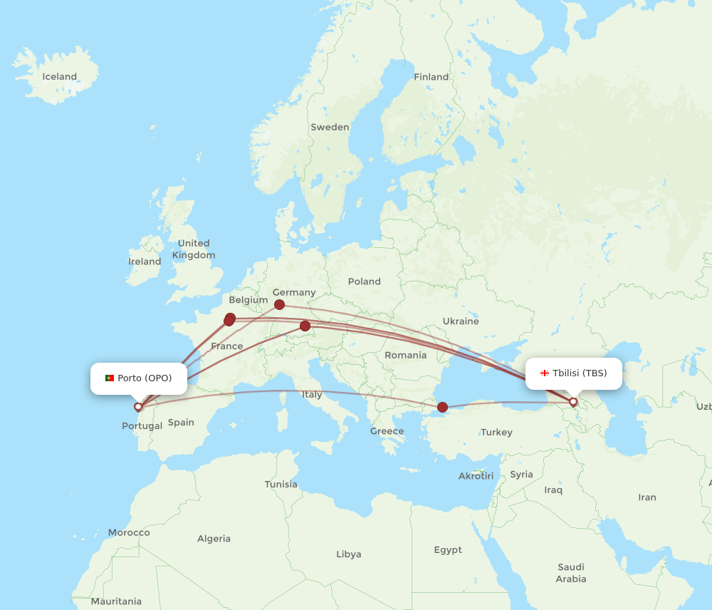 OPO-TBS flight routes