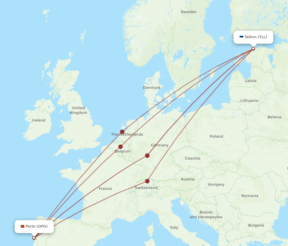 OPO-TLL flight routes