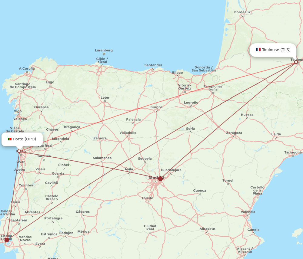 OPO-TLS flight routes