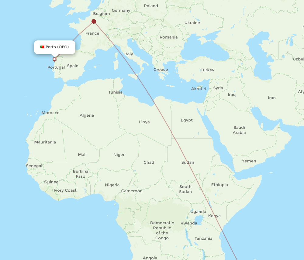 OPO-TNR flight routes
