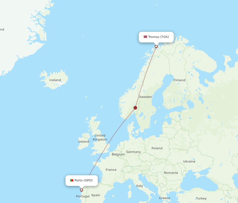 OPO-TOS flight routes