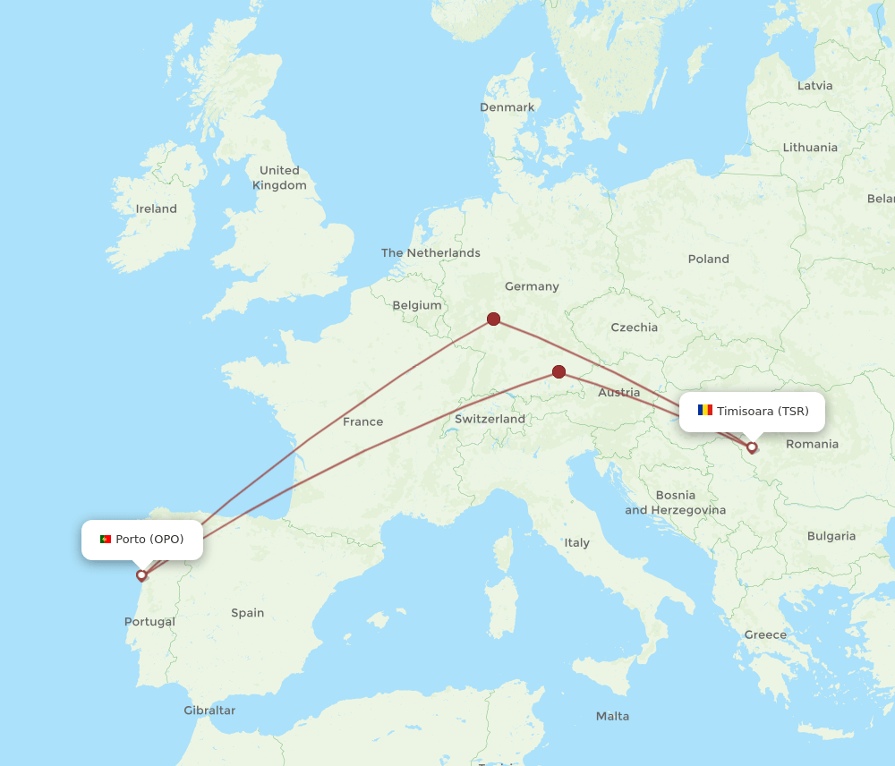 OPO-TSR flight routes