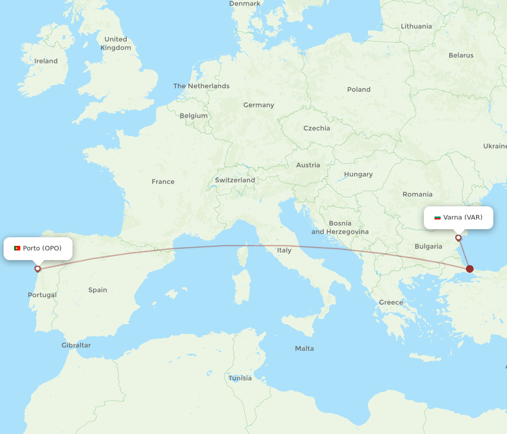 OPO-VAR flight routes