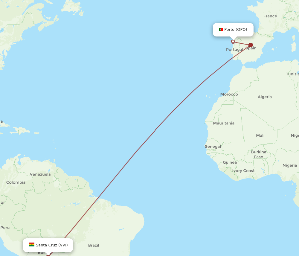 OPO-VVI flight routes