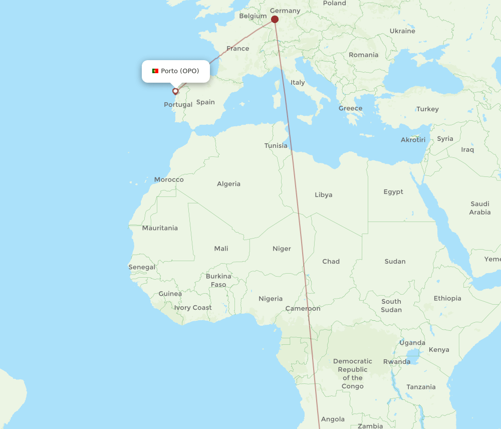 OPO-WDH flight routes