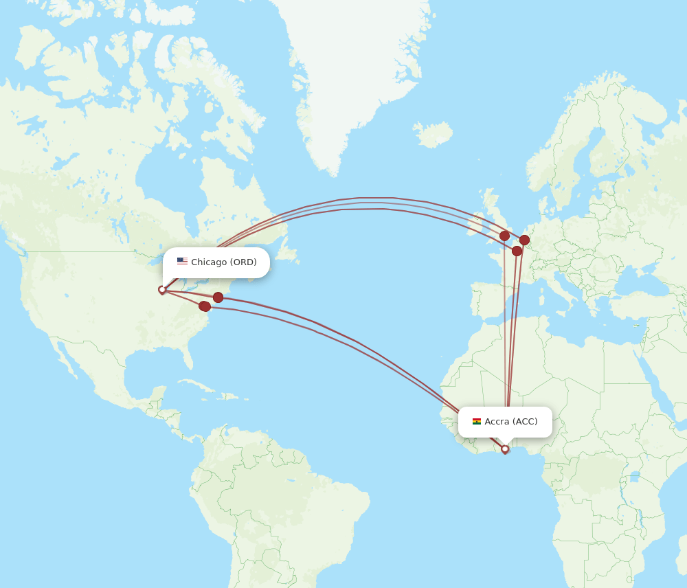 ORD-ACC flight routes