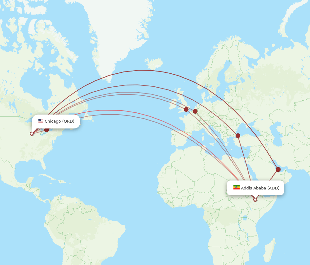 ORD-ADD flight routes