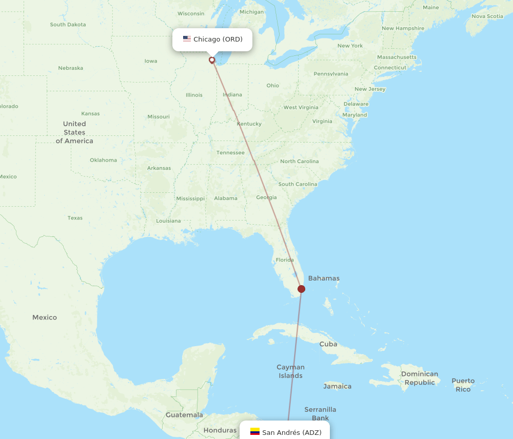 ORD-ADZ flight routes