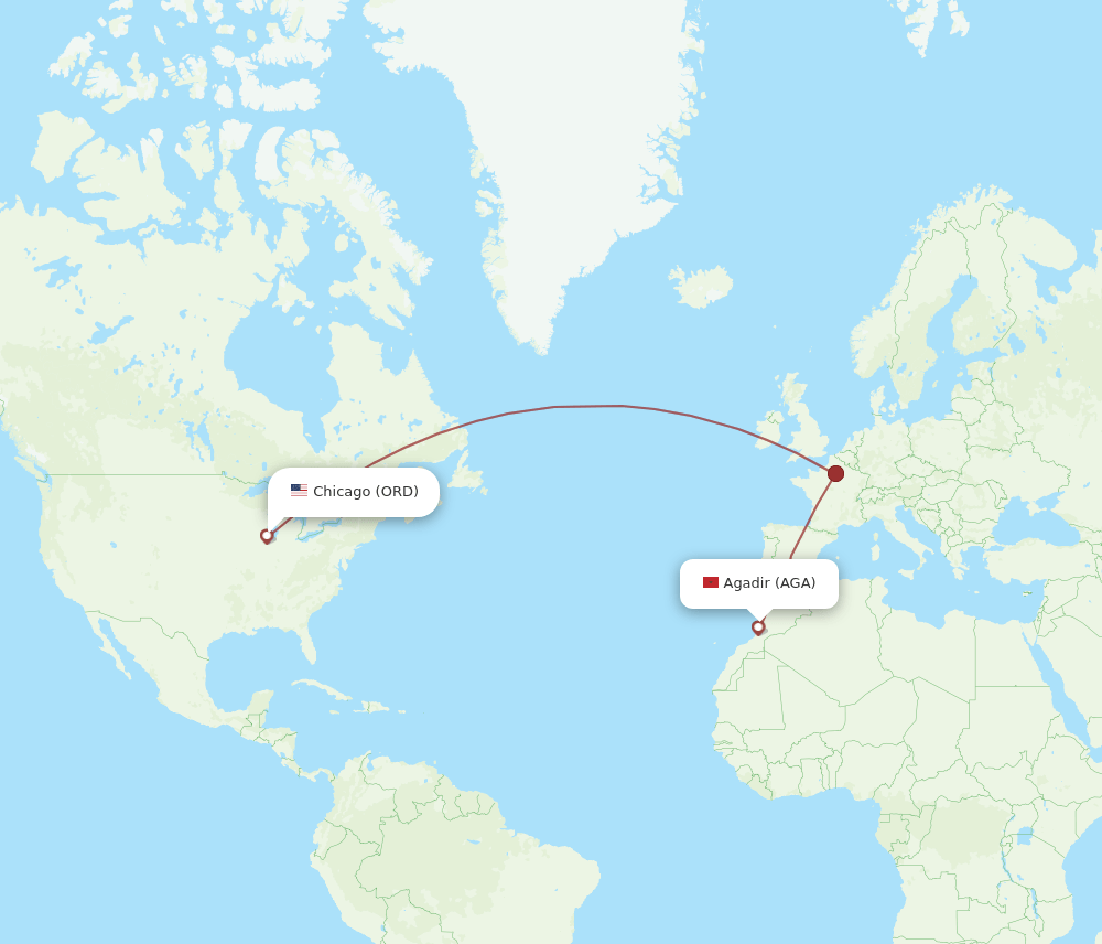 ORD-AGA flight routes