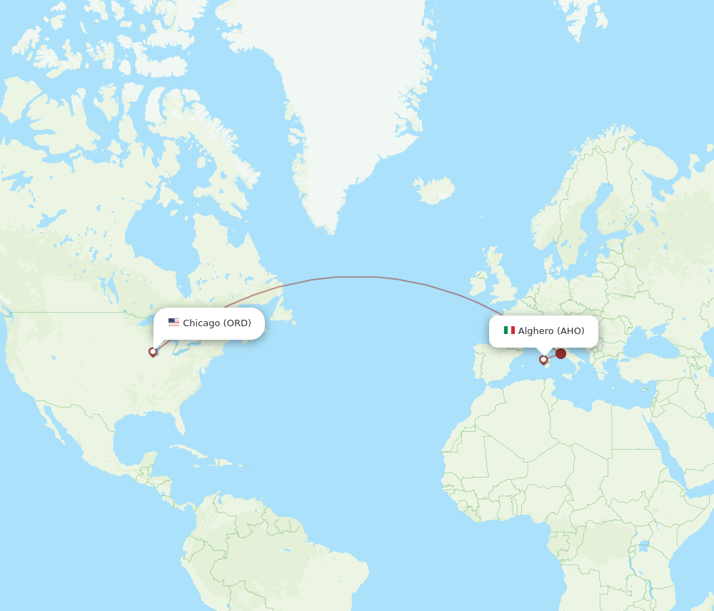 ORD-AHO flight routes