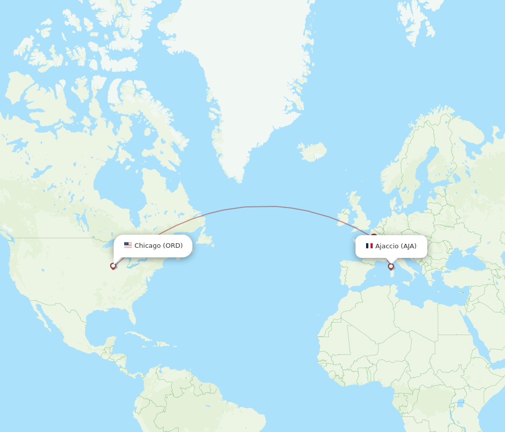 ORD-AJA flight routes