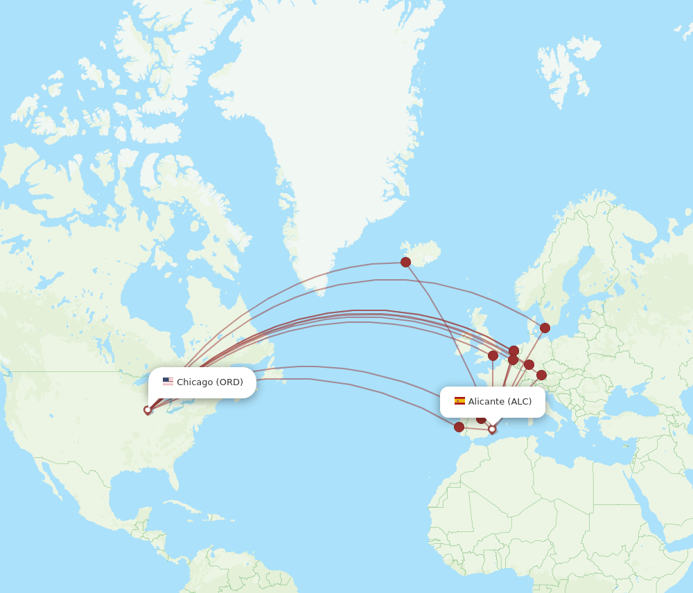 ORD-ALC flight routes