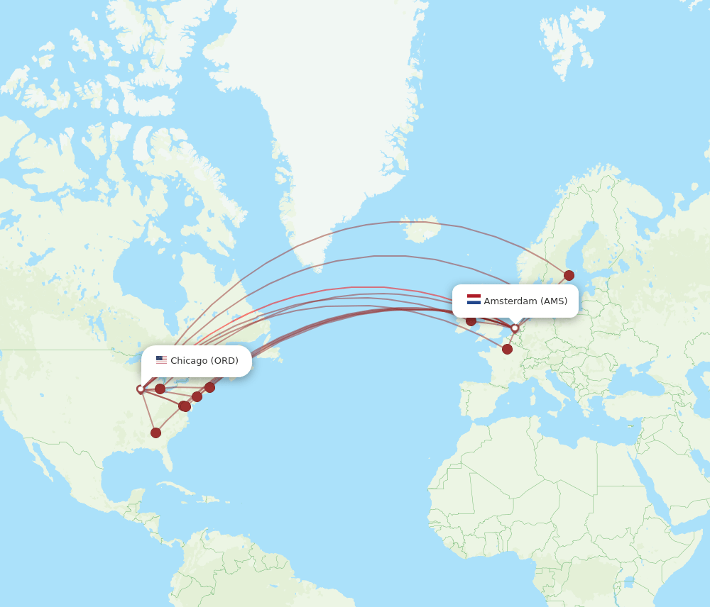 ORD-AMS flight routes