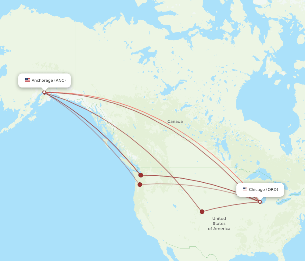 ORD-ANC flight routes