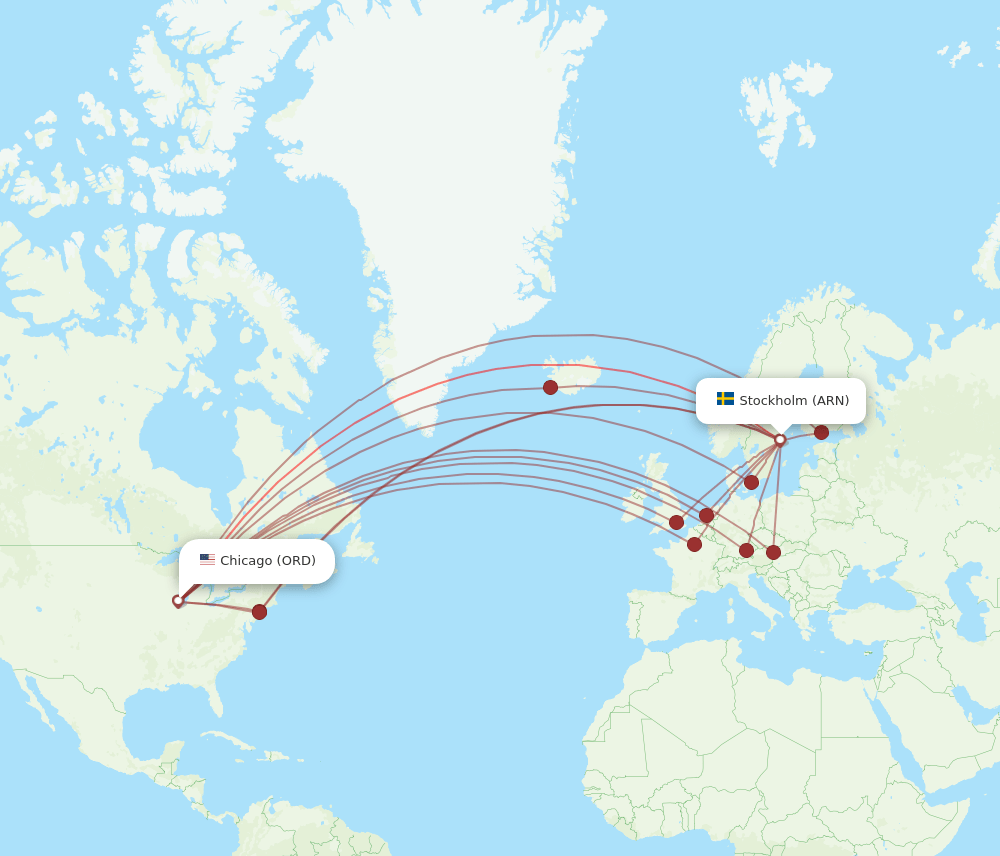 ORD-ARN flight routes