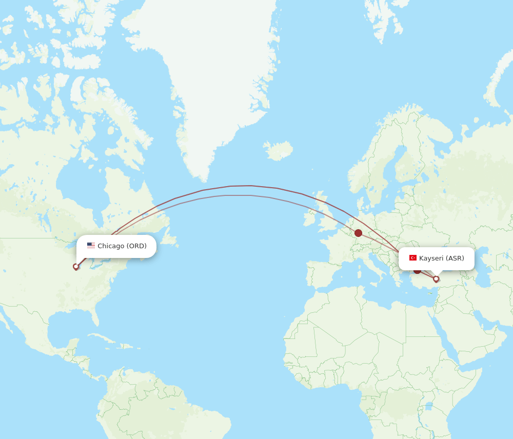 ORD-ASR flight routes