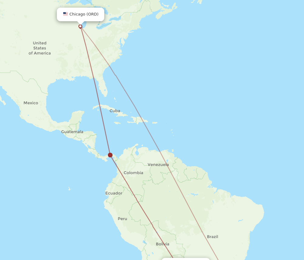 ORD-ASU flight routes