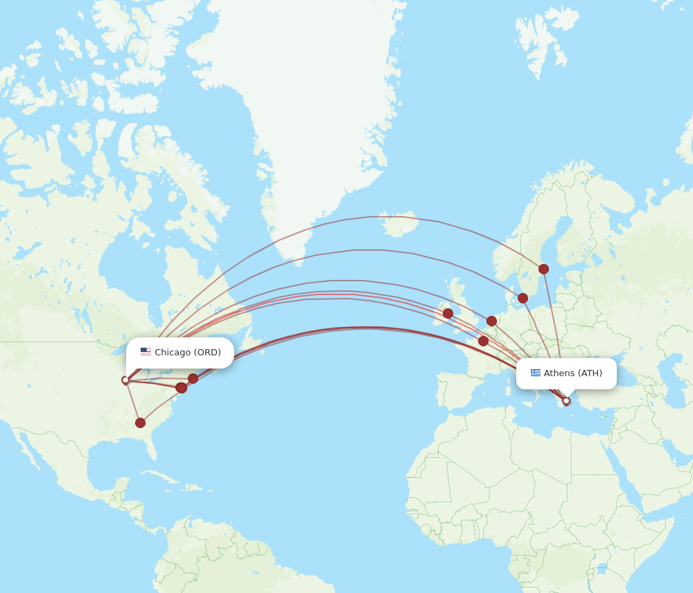 ORD to ATH flights and routes map